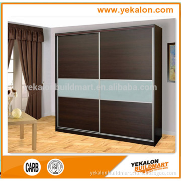 Melamine and tempered glass sliding door wardrobe